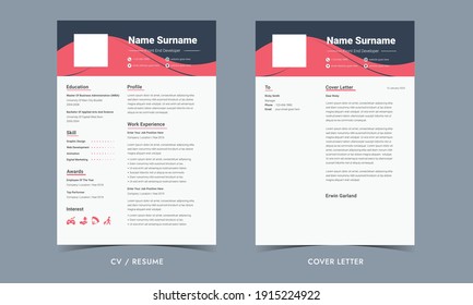 Resume and Cover Letter, Minimalist resume cv template, Cv professional or designer jobs resumes