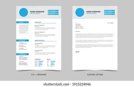 Resume and Cover Letter, Minimalist resume cv template, Cv professional or designer jobs resumes