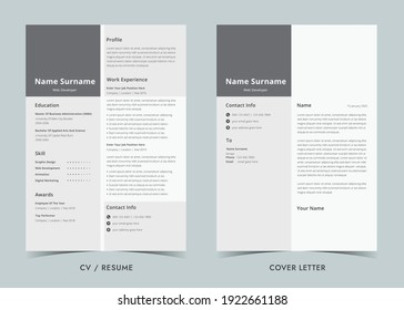 Resume And Cover Letter, Minimalist Resume Cv Template, Cv Professional Jobs Resumes