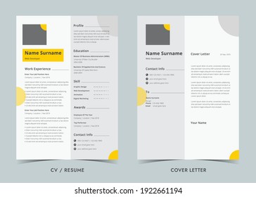 Resume and Cover Letter, Minimalist resume cv template, Cv professional jobs resumes