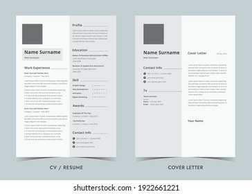 Resume and Cover Letter, Minimalist resume cv template, Cv professional jobs resumes