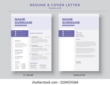 Resume and Cover Letter, Minimalist resume cv template, Cv professional jobs resumes