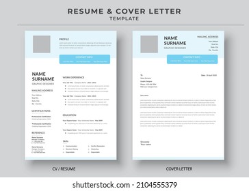 Resume and Cover Letter, Minimalist resume cv template, Cv professional jobs resumes