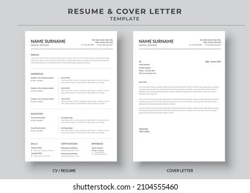 Resume and Cover Letter, Minimalist resume cv template, Cv professional jobs resume