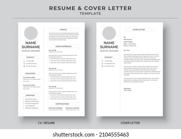 Resume and Cover Letter, Minimalist resume cv template, Cv professional jobs resume