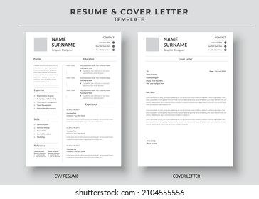 Resume and Cover Letter, Minimalist resume cv template, Cv professional jobs resume