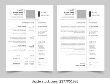 Resume and Cover Letter, Minimalist Resume CV Template