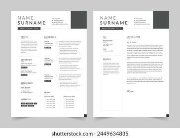 Resume and Cover Letter, Minimalist Resume CV Template