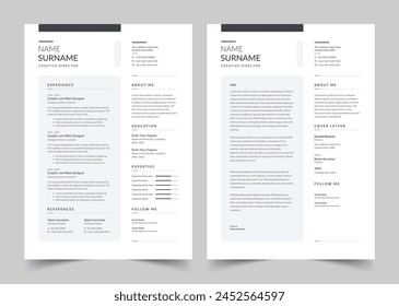 Resume and Cover Letter, Minimalist resume cv template