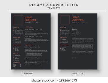 Resume and Cover Letter template, Minimalist resume, Cv professional jobs resumes