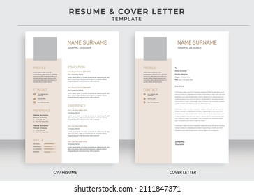 Resume and Cover Letter Template, Minimalist resume cv template, Cv professional jobs resumes