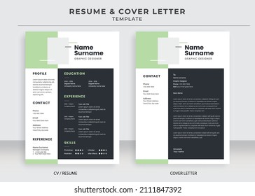 Resume and Cover Letter Template, Minimalist resume cv template, Cv professional jobs resumes