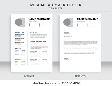 Resume and Cover Letter Template, Minimalist resume cv template, Cv professional jobs resumes