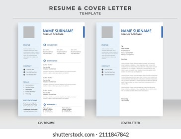 Resume and Cover Letter Template, Minimalist resume cv template, Cv professional jobs resumes