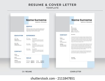 Resume and Cover Letter Template, Minimalist resume cv template, Cv professional jobs resumes