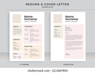 Resume and Cover Letter Template, Minimalist resume cv template, Cv professional jobs resumes