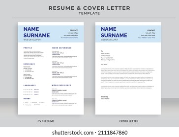 Resume and Cover Letter Template, Minimalist resume cv template, Cv professional jobs resumes