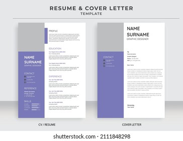 Resume and Cover Letter Template, Minimalist resume cv template, Cv professional jobs resumes