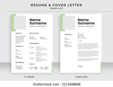 Resume and Cover Letter Template, Minimalist resume cv template, Cv professional jobs resumes