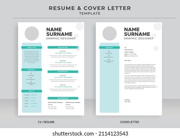 Resume and Cover Letter Template, Minimalist resume cv template, Cv professional jobs resume