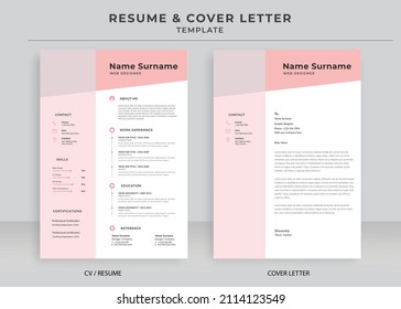 Resume and Cover Letter Template, Minimalist resume cv template, Cv professional jobs resume