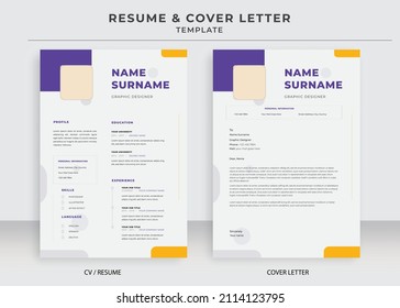 Resume and Cover Letter Template, Minimalist resume cv template, Cv professional jobs resume