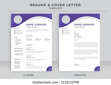Resume and Cover Letter Template, Minimalist resume cv template, Cv professional jobs resume