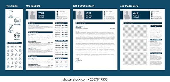 Resume - Creative CV Design Template - Cover Letter and Portfolio Layout for Job Application