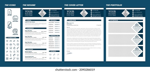 Resume - Creative CV Design Template - Cover Letter And Portfolio Layout For Job Application