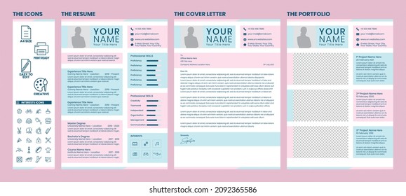 Resume - Vorlage für kreatives CV-Design - Deckbrief und Portfoliolayout für Jobanwendung