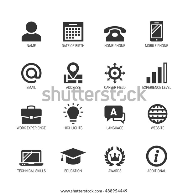 Reprendre Ou Curriculum Vitae Ensemble D Icones Image Vectorielle De Stock Libre De Droits