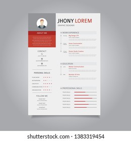 Resume / curriculum vitae white and red design template. Allows you to display your profile