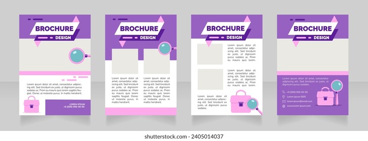 Reanudar el diseño de folletos en blanco de personalización. Conjunto de plantillas con espacio de copia para texto. Recopilación de informes corporativos prefabricados. Editable 4 páginas de papel