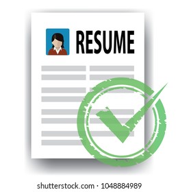 resume or cv, acceptance symbol, resume accepted 