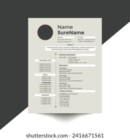 Resume or cv Design template Clean and modern with minimal design
