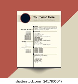 Plantilla de diseño de reanudación o cv Limpiar y moderno con un diseño mínimo
