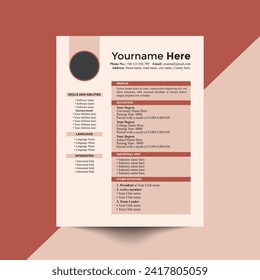 Resume or cv Design template Clean and modern with minimal design
