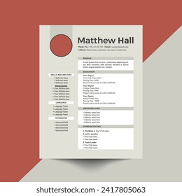 Resume or cv Design template Clean and modern with minimal design
