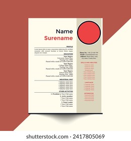 Resume or cv Design template Clean and modern with minimal design
