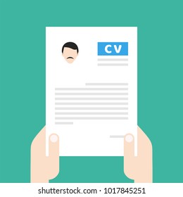 Resume, CV. Find person for job opportunity, vector illustration design. Concept search better candidate for open position. We are hiring, hr. Job offer. Wanted employee. Aquamarine background.