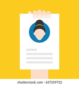 Resume, CV. Find person for job opportunity, vector illustration design. Concept search better candidate for open position. We are hiring, hr. Job offer. Wanted employee, staff.