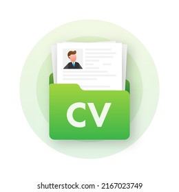Resume, CV flat icon. Business management. Document icon Vector illustration