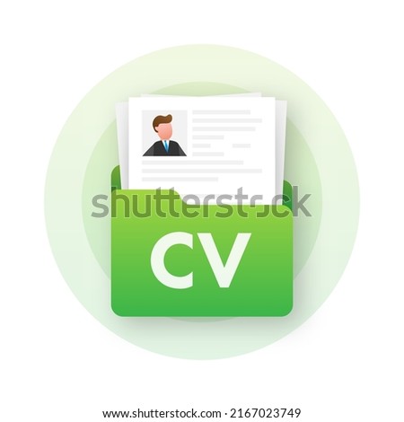 Resume, CV flat icon. Business management. Document icon Vector illustration