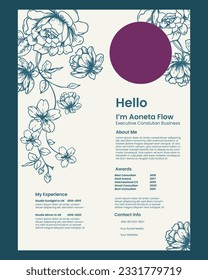 Reanudar CV con plantilla de diseño floral