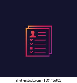resume, cv form, recruiting vector icon