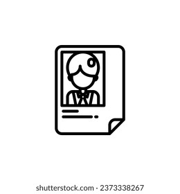 Reanudar icono de esquema cv. Ilustración vectorial. El icono aislado se adapta a la web, infografías, interfaces y aplicaciones.