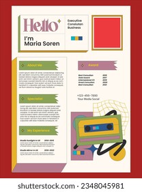 Reanudar CV con plantilla de diseño retro