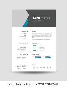 resume or cv template design