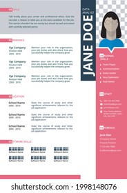 Resume CV Template Design With Data Infographics
