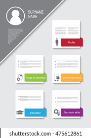Resume / CV template design with ribbons/ tags